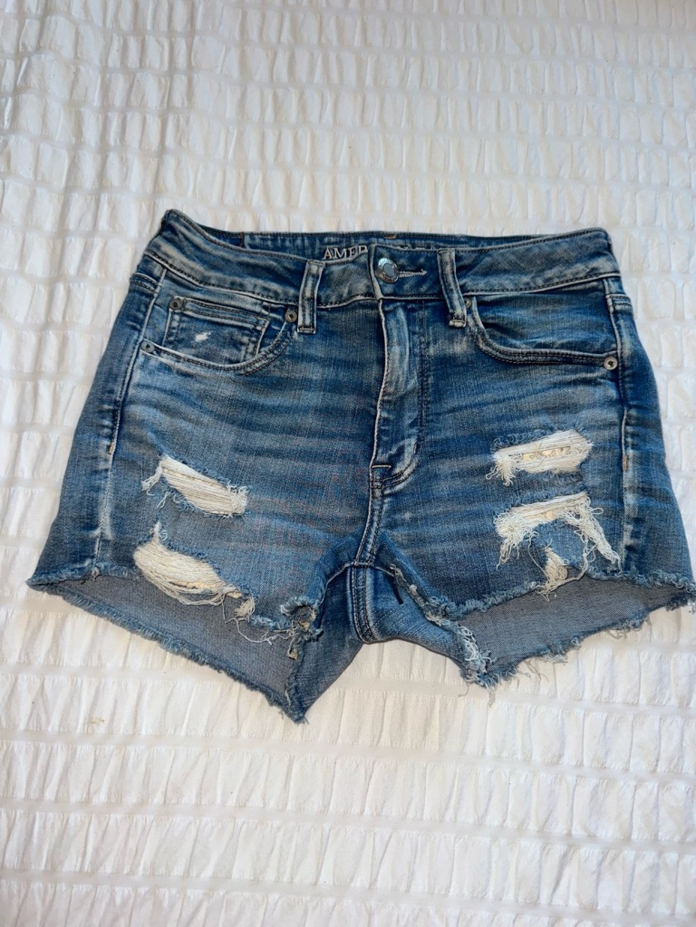 American Eagle Outfitters Distressed Dark Blue Denim Shorts